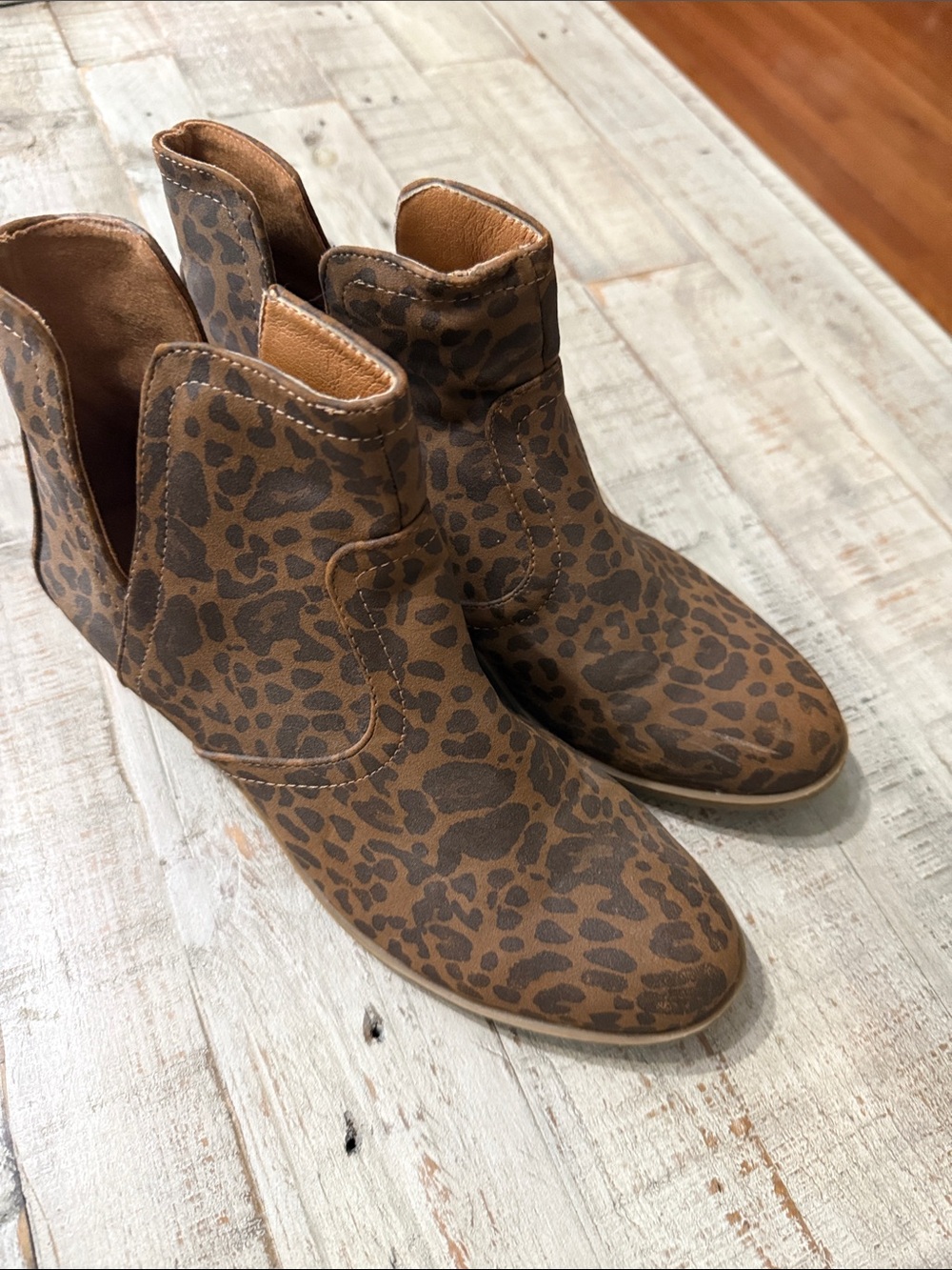 Leopard Print Women's Ankle Boots - Brown